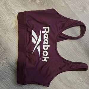 Reebok burgundy logo sports bra, size L